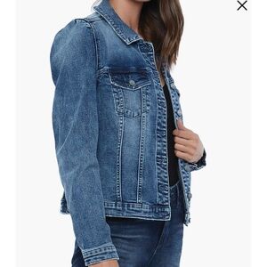 Wash Lab Puff Sleeve Denim Jacket Size Large